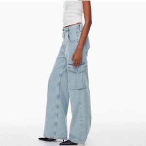 Agolde Light Wash Wide Leg Cargo Jeans